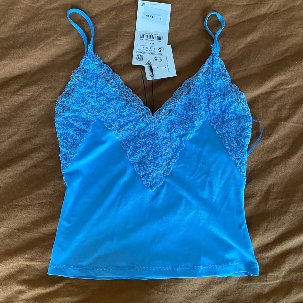 BNWT zara cropped tank with lace trim